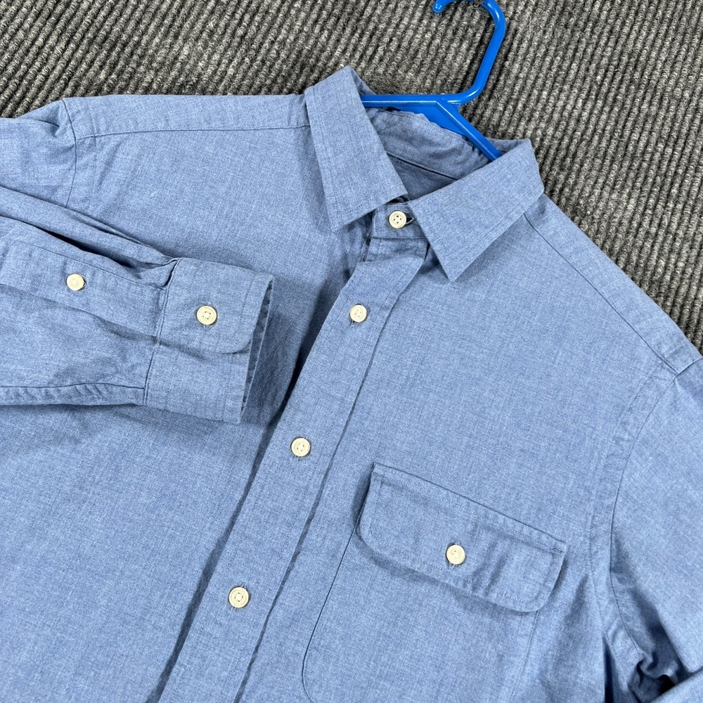 Cremieux Shirt Mens Medium Blue Long Sleeve Button Up Pocket Dress Casual Work